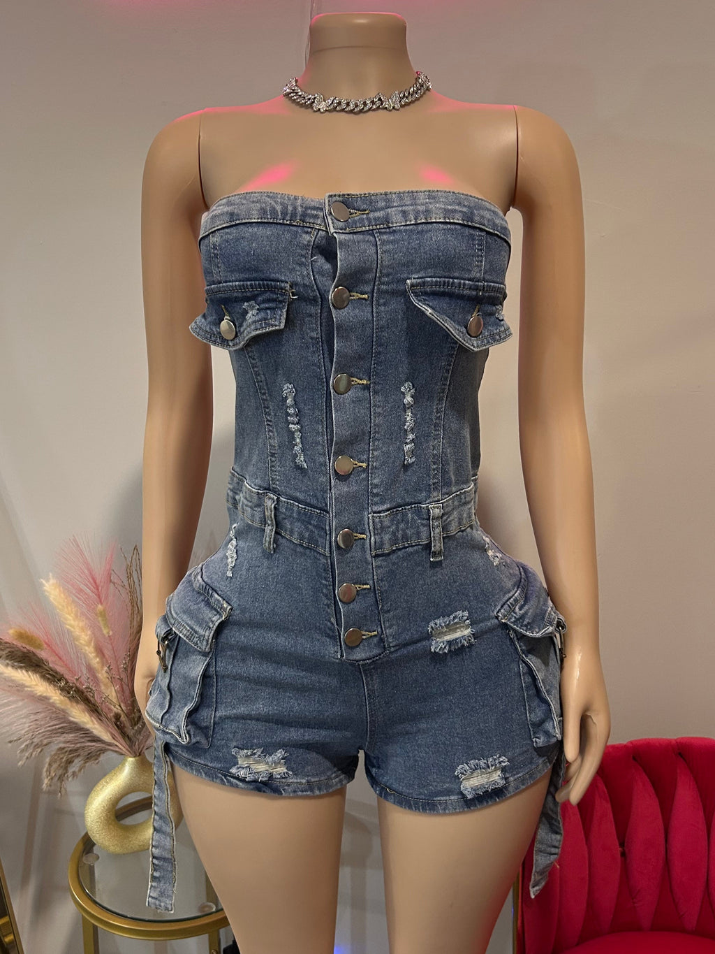 Blue Denim Romper