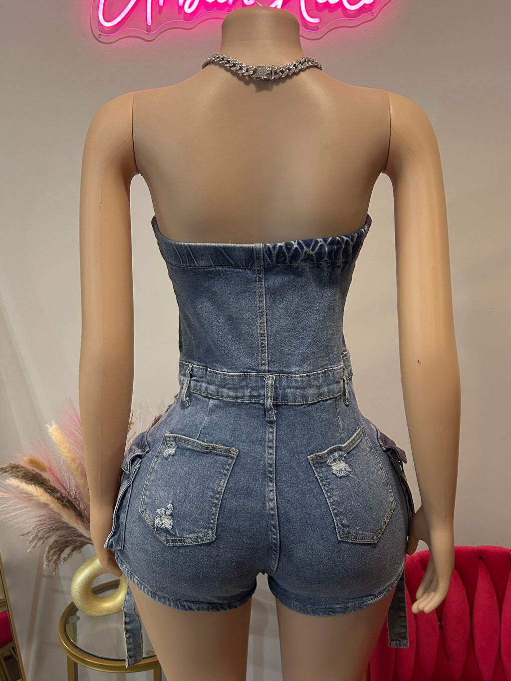 Blue Denim Romper